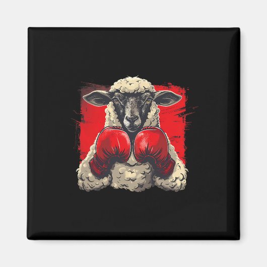 Boxer-Schaf mit Boxhandschuhen Kickboxen Lustiger Magnet (Vorne)