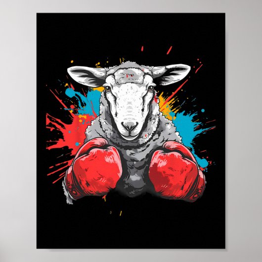 Boxer-Schaf mit Boxhandschuhen Kickboxen Lustiger Poster (Vorne)