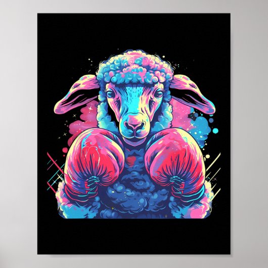 Boxer-Schaf mit Boxhandschuhen Kickboxen Lustiger Poster (Vorne)