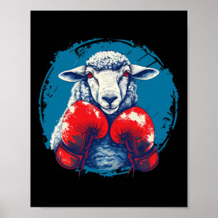 Boxer-Schaf mit Boxhandschuhen Kickboxen Lustiger Poster