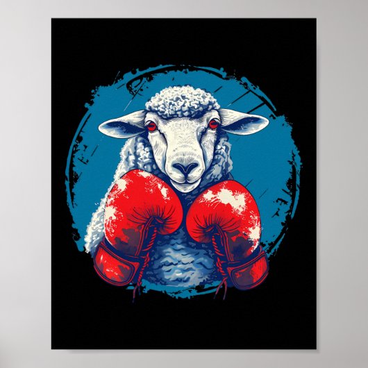 Boxer-Schaf mit Boxhandschuhen Kickboxen Lustiger Poster (Vorne)