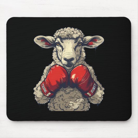 Boxer-Schaf mit Boxhandschuhen Kickboxen Lustiges  Mousepad (Vorne)