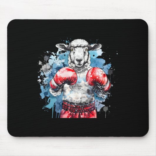 Boxer-Schaf mit Boxhandschuhen Kickboxen Lustiges Mousepad (Vorne)