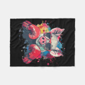Boxer-Schwein mit Boxhandschuhen Kickboxen Lustige Fleecedecke (Vorderseite (Horizontal))