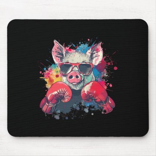 Boxer-Schwein mit Boxhandschuhen Kickboxen Lustige Mousepad (Vorne)