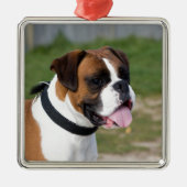 Boxer Sitting Ornament Aus Metall (Vorne)