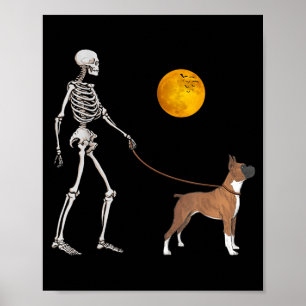 Boxer-Skelett-Hund-Halloween-Kostüm zum Spaziereng Poster