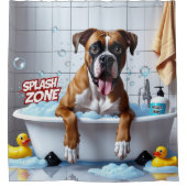 Boxer Sloppy Sleepy Niedlich Funny Duschvorhang (Vorderseite)