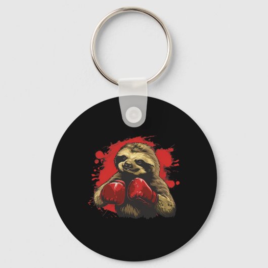 Boxer Sloth mit Boxhandschuhen Kickboxing Funny Bl Schlüsselanhänger (Vorderseite)