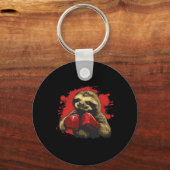 Boxer Sloth mit Boxhandschuhen Kickboxing Funny Bl Schlüsselanhänger (Vorderseite)