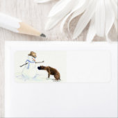 Boxer & Snowman Dog Art Rücksendeadressen-Aufklebe (Insitu)