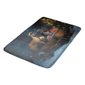 Boxer Snowy Sleigh Weihnachtsdekor Badematte (Schrägansicht)