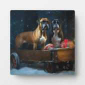 Boxer Snowy Sleigh Weihnachtsdekor Fotoplatte (Vorderseite)