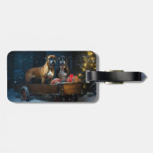 Boxer Snowy Sleigh Weihnachtsdekor Gepäckanhänger (Rückseite horizontal)