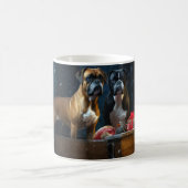 Boxer Snowy Sleigh Weihnachtsdekor Kaffeetasse (Mittel)