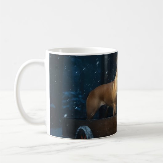 Boxer Snowy Sleigh Weihnachtsdekor Kaffeetasse (Links)