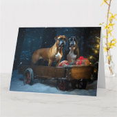 Boxer Snowy Sleigh Weihnachtsdekor Karte (Gelbe Blume)