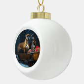 Boxer Snowy Sleigh Weihnachtsdekor Keramik Kugel-Ornament (Rechts)