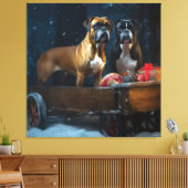 Boxer Snowy Sleigh Weihnachtsdekor Leinwanddruck (Insitu (Wohnzimmer))