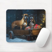 Boxer Snowy Sleigh Weihnachtsdekor Mousepad (Mit Mouse)