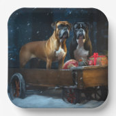 Boxer Snowy Sleigh Weihnachtsdekor Pappteller (Vorderseite)