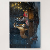 Boxer Snowy Sleigh Weihnachtsdekor Puzzle (Vertikal)
