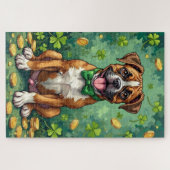 Boxer St. Patrick’s Day Glücklicher Hund Puzzle (Horizontal)