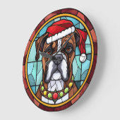 Boxer Stected Glass Christmas Große Wanduhr (Winkel)