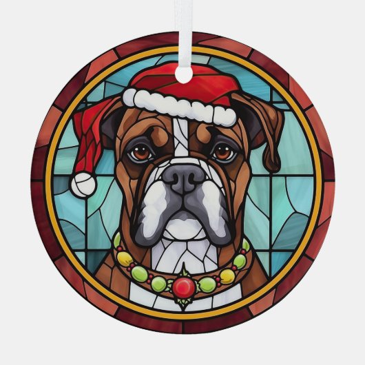 Boxer Stected Glass Christmas Ornament Aus Glas (Rückseite)