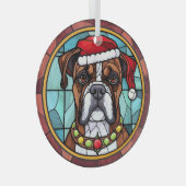 Boxer Stected Glass Christmas Ornament Aus Glas (Vorderseite Rechts)