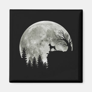 Boxer Stehend auf Mountain Moon Light Halloween Magnet