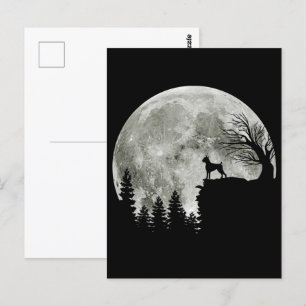 Boxer Stehend auf Mountain Moon Light Halloween Postkarte