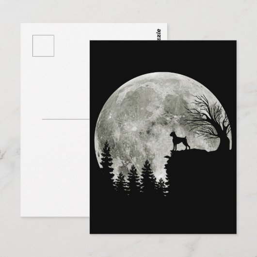 Boxer Stehend auf Mountain Moon Light Halloween Postkarte (Vorne/Hinten)