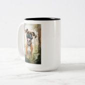 Boxer Terrier Watercolor Whimsical Zweifarbige Tasse (Vorderseite Links)