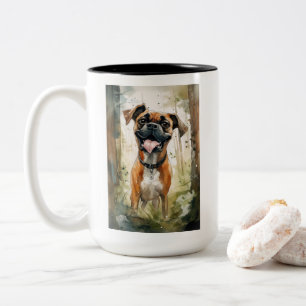 Boxer Terrier Watercolor Whimsical Zweifarbige Tasse