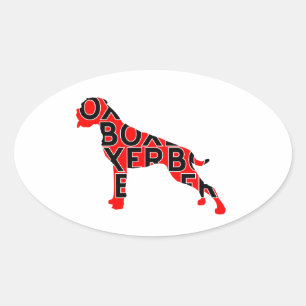 Boxer Text Hund Hund Ovaler Aufkleber