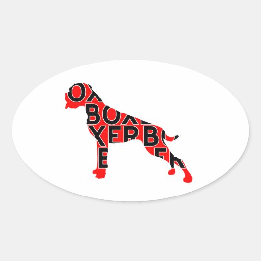Boxer Text Hund Hund Ovaler Aufkleber (Vorderseite)
