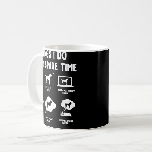 Boxer Things Do Spare Time Funny Dog Mom Dad Kaffeetasse (Vorderseite Links)