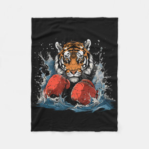 Boxer Tiger mit Boxhandschuhen Kickboxen Lustiges Fleecedecke