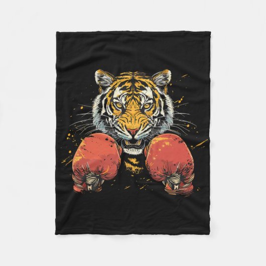 Boxer Tiger mit Boxhandschuhen Kickboxen Lustiges  Fleecedecke (Vorderseite)