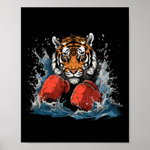 Boxer Tiger mit Boxhandschuhen Kickboxen Lustiges  Poster