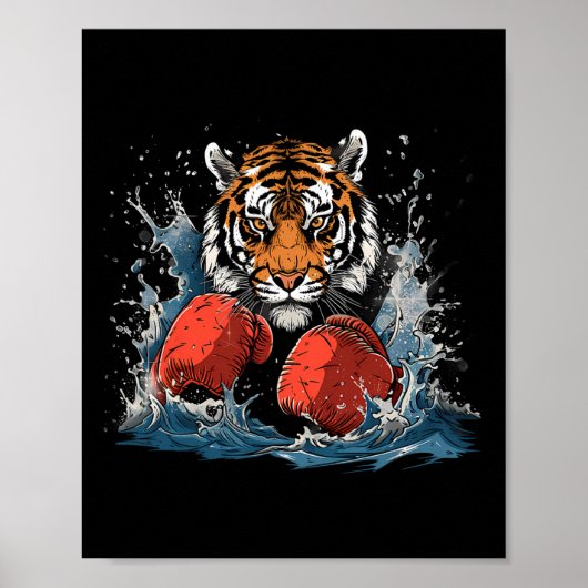 Boxer Tiger mit Boxhandschuhen Kickboxen Lustiges  Poster (Vorne)