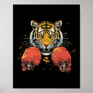 Boxer Tiger mit Boxhandschuhen Kickboxen Lustiges  Poster