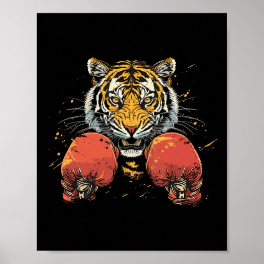 Boxer Tiger mit Boxhandschuhen Kickboxen Lustiges  Poster (Vorne)