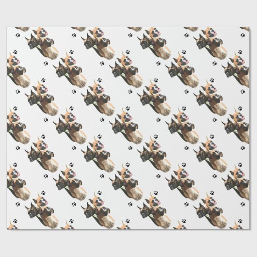 Boxer Trio Geschenkpapier (Flach)