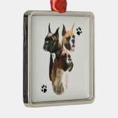 Boxer Trio Silbernes Ornament (Rechts)