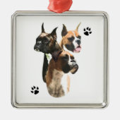 Boxer Trio Silbernes Ornament (Vorne)
