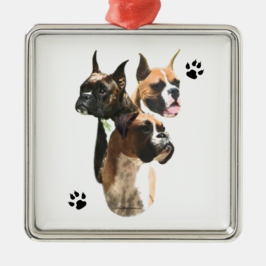 Boxer Trio Silbernes Ornament (Vorne)