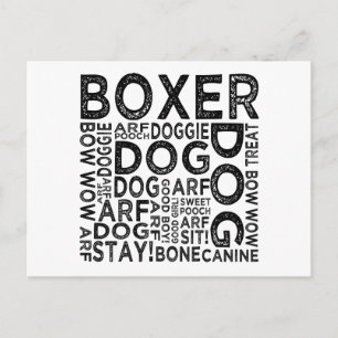 Boxer Typografie Postkarte