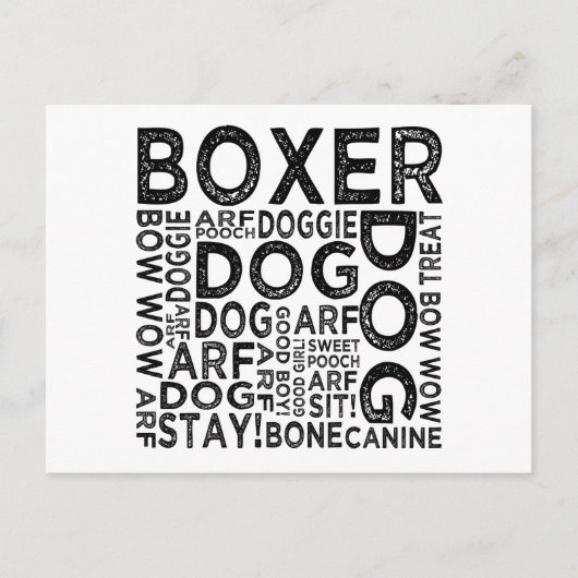 Boxer Typografie Postkarte (Vorderseite)